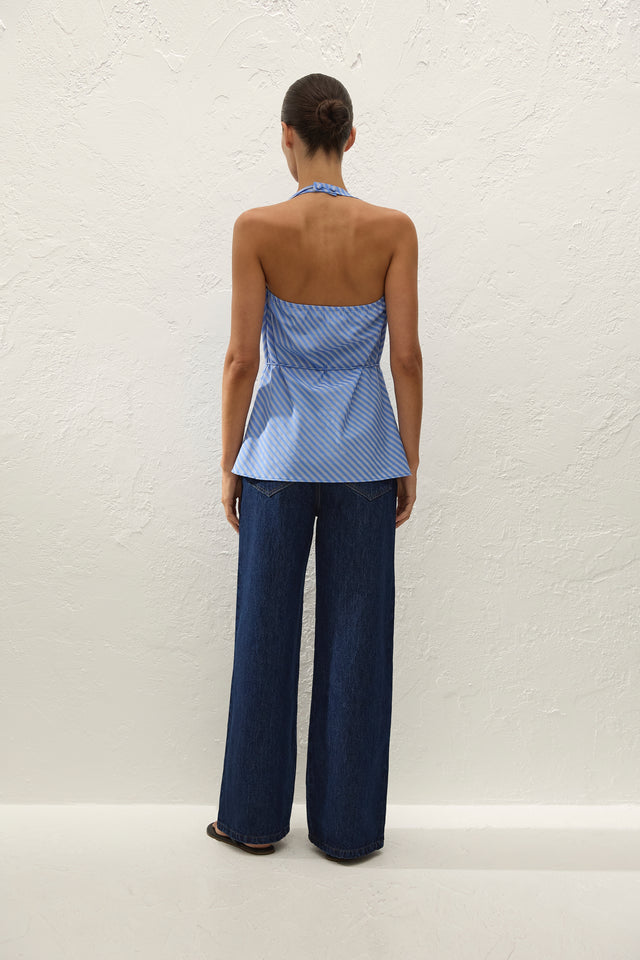 Izaro Top Joao Stripe Azulejo Blue