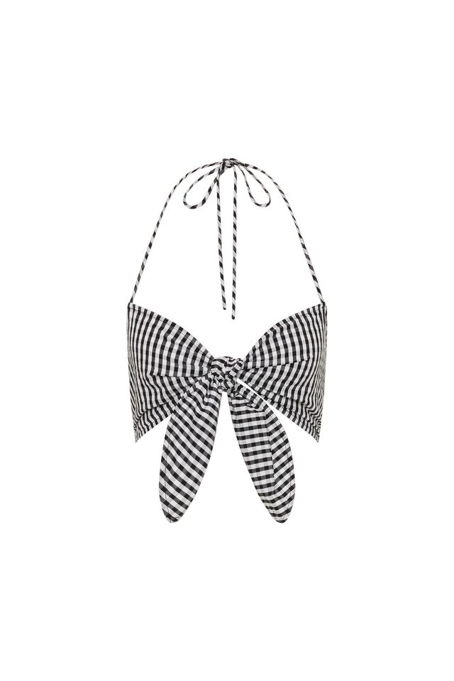 Onda Top Black Textured Gingham