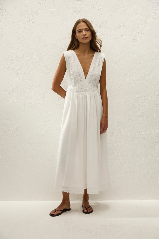 Dalila Midi Dress Fernanda Lace Antique White