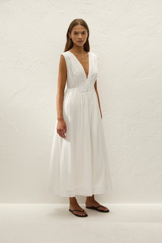 Dalila Midi Dress Fernanda Lace Antique White