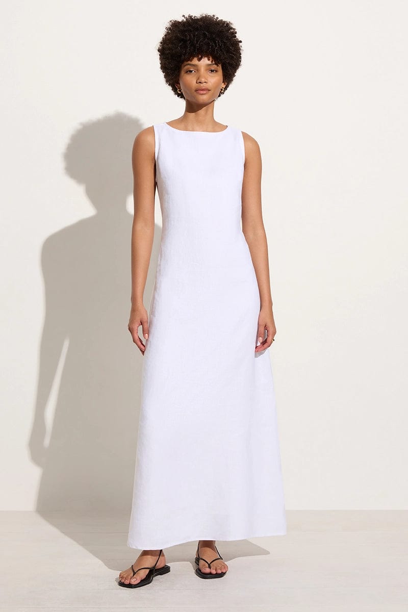 White linen maxi dress sales