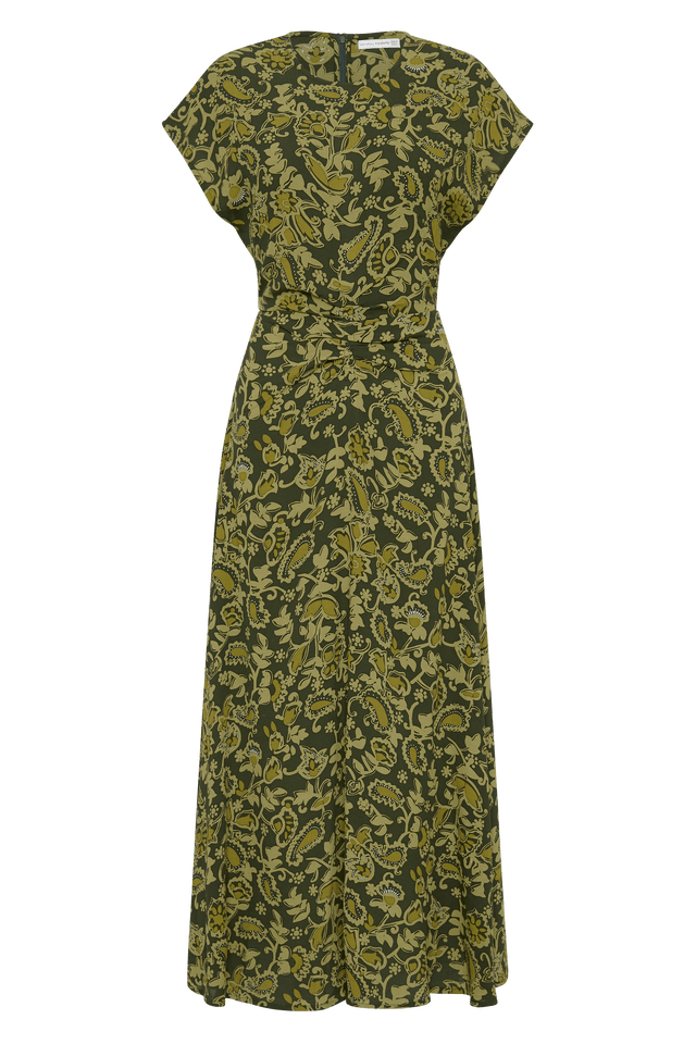 Rocella Midi Dress Selcetta Paisley Green