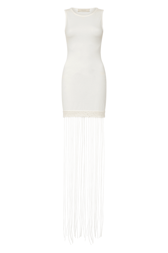 Maceio Fringed Dress White