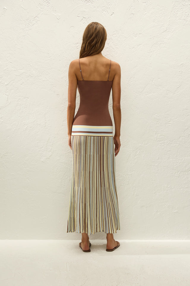 Esenia Knit Dress Sky Blue Pale Yellow Stripe