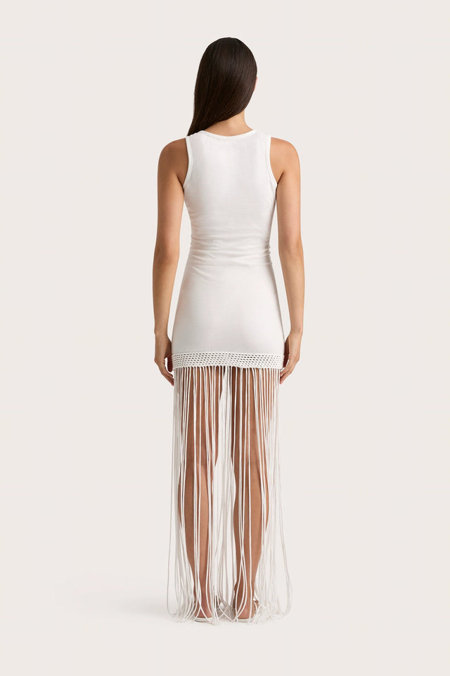 Maceio Fringed Dress White