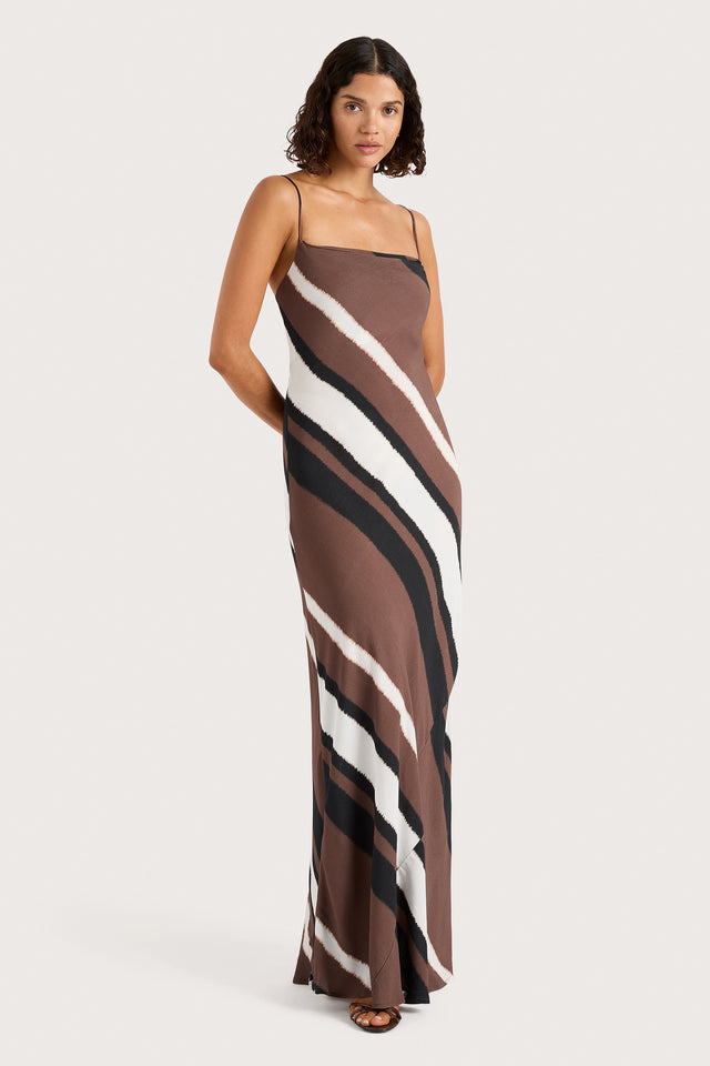 Sisudo Maxi Dress Futura Stripe Chocolate