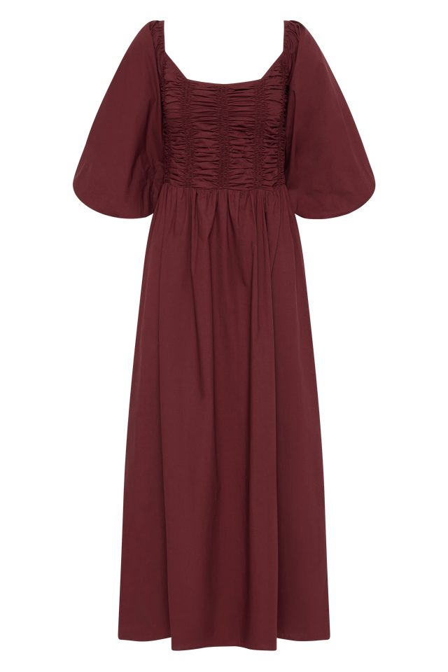 Alma Midi Dress Bordeaux - Final Sale Faithfull the Brand Alma Midi Dress Bordeaux - Final Sale Faithfull the Brand
