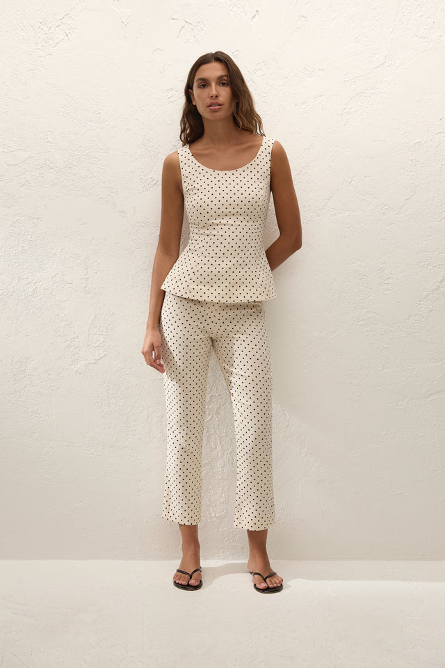 Iria Top Lola Polka Dot Cream Black