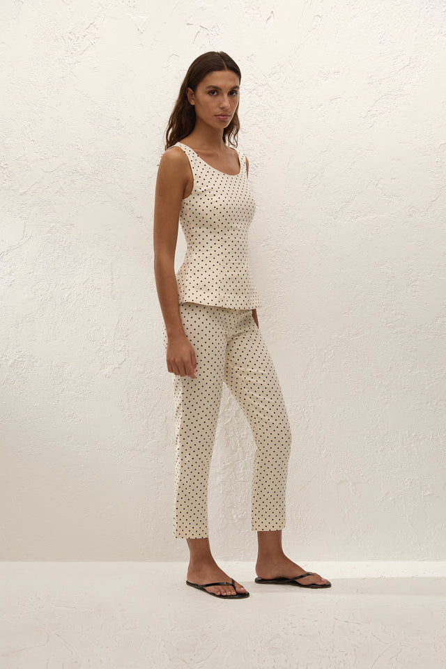 Iria Capri Pant Lola Polka Dot Cream Black