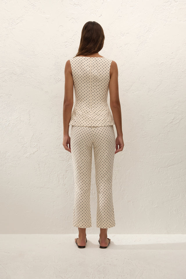 Iria Top Lola Polka Dot Cream Black