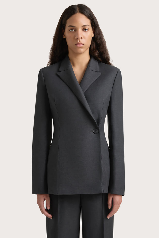 Enna Long Sleeve Blazer Charcoal