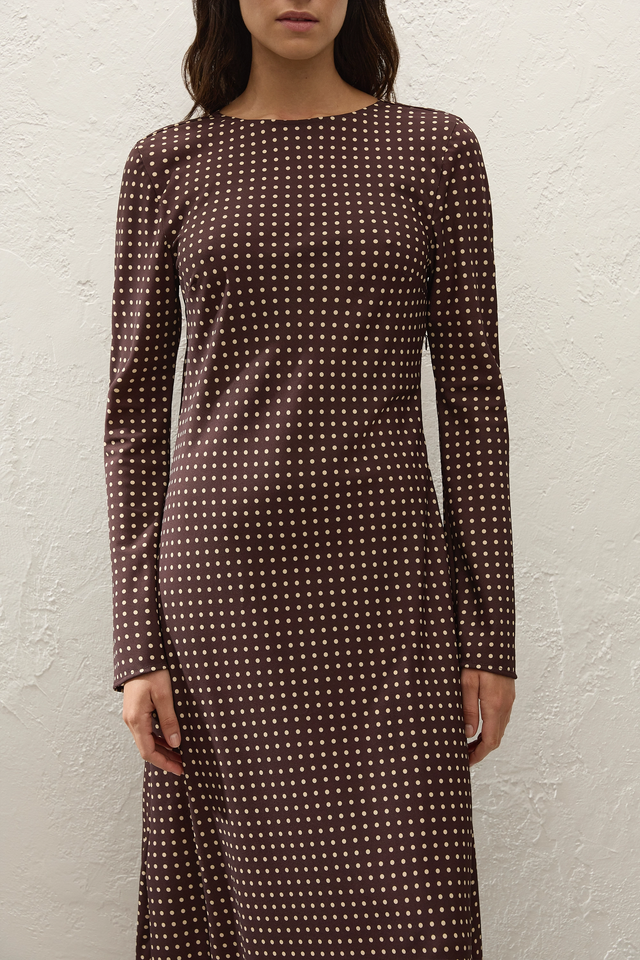 Mesa Maxi Dress Polkadot Chocolate Plum