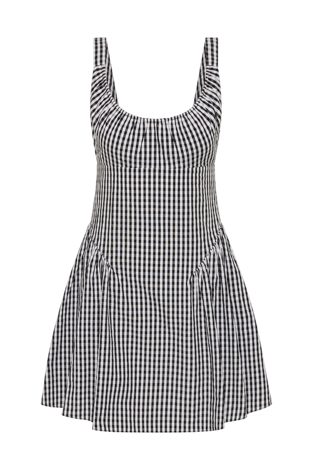 Marcella Mini Dress Black Textured Gingham