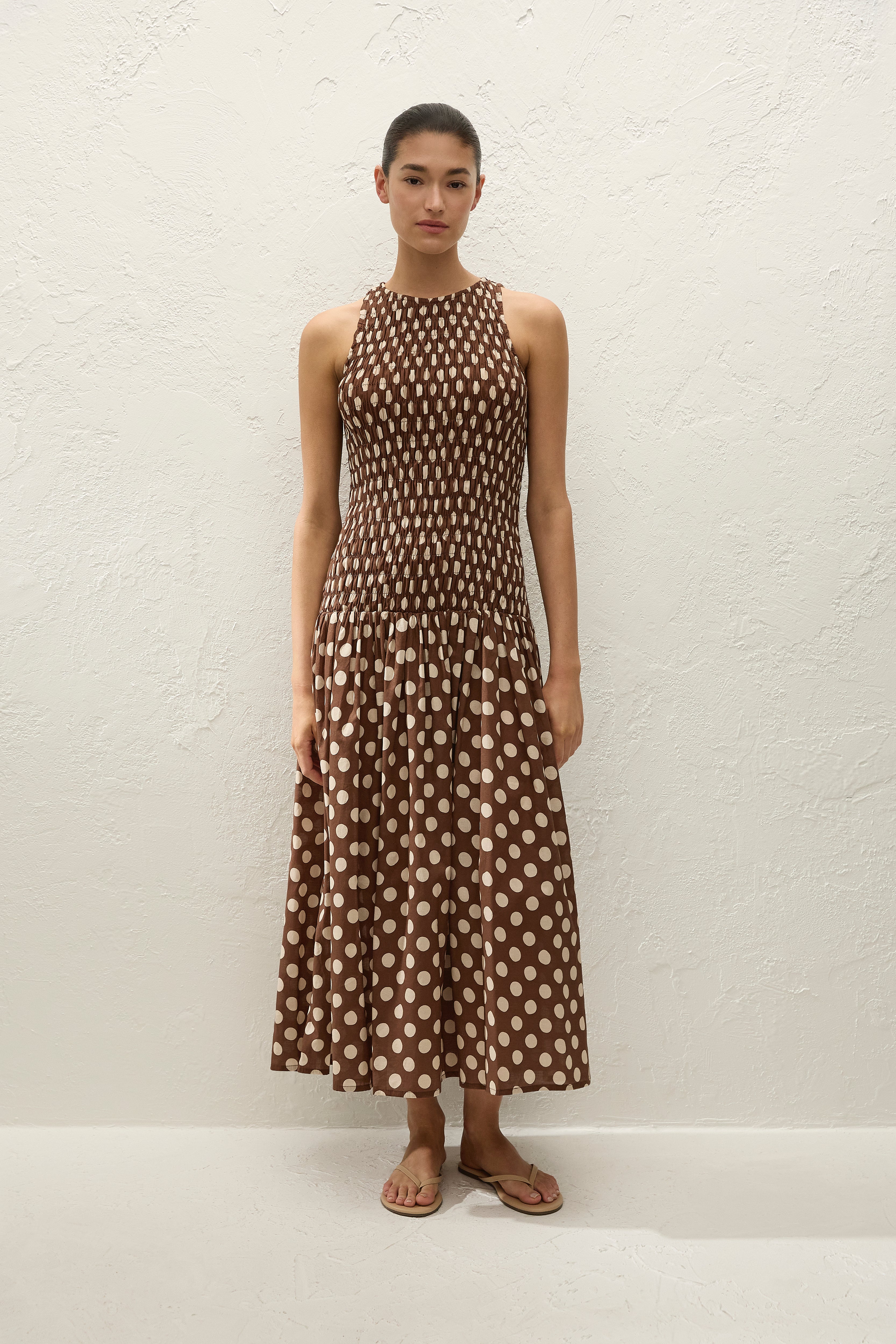 Luisa Midi Dress Cioccolato Dot - Faithfull the Brand INT