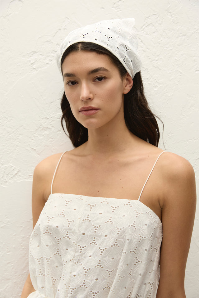 Paloma Head Scarf Dolce Broderie White