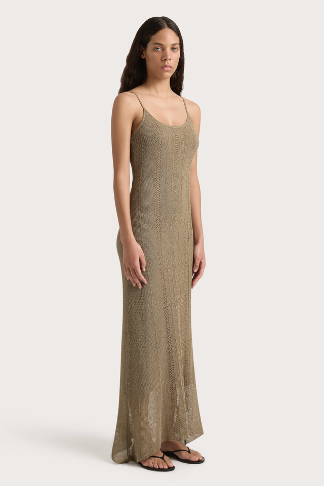 Treillis Maxi Dress Khaki