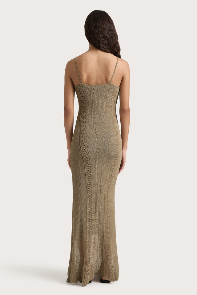 Treillis Maxi Dress Khaki