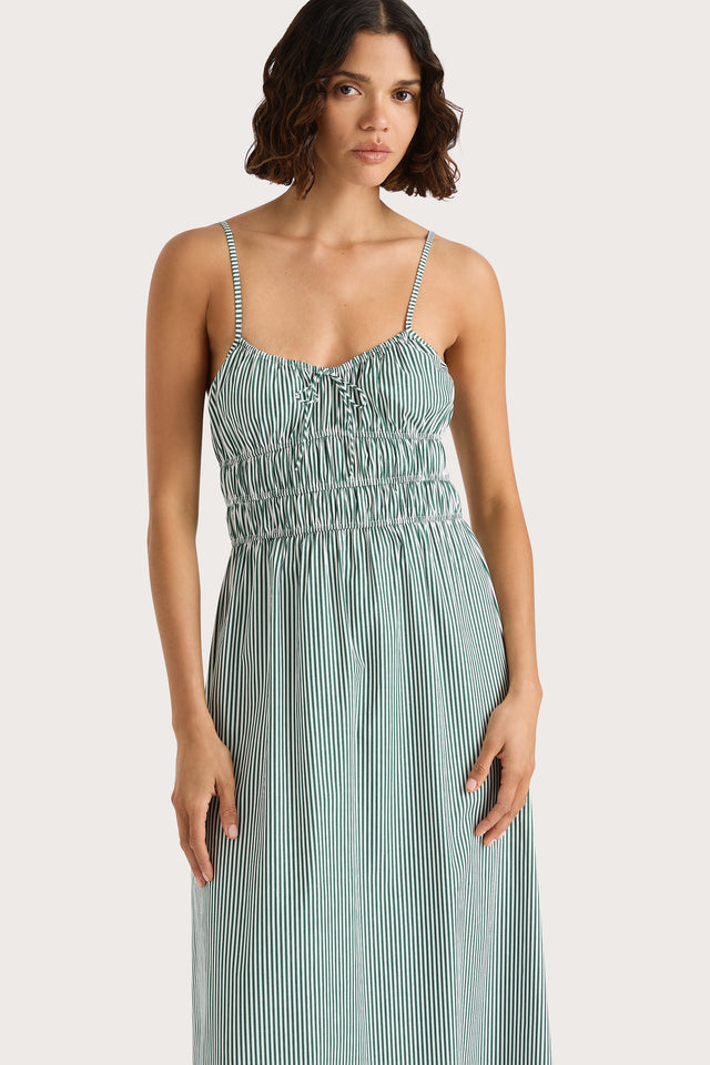 Marianne Midi Dress Green Stripe - Faithfull the Brand INT Marianne Midi Dress Green Stripe - Faithfull the Brand INT