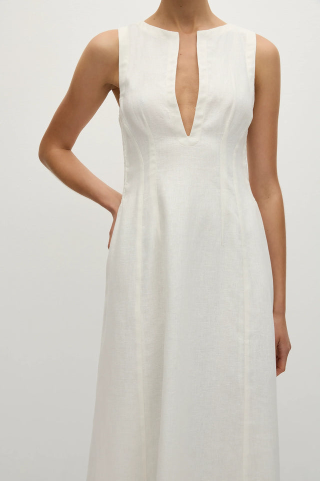faithfull white linen dress Bianca Midi Dress White