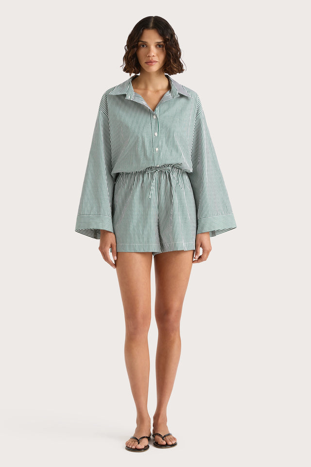 Freja Playsuit Green Stripe