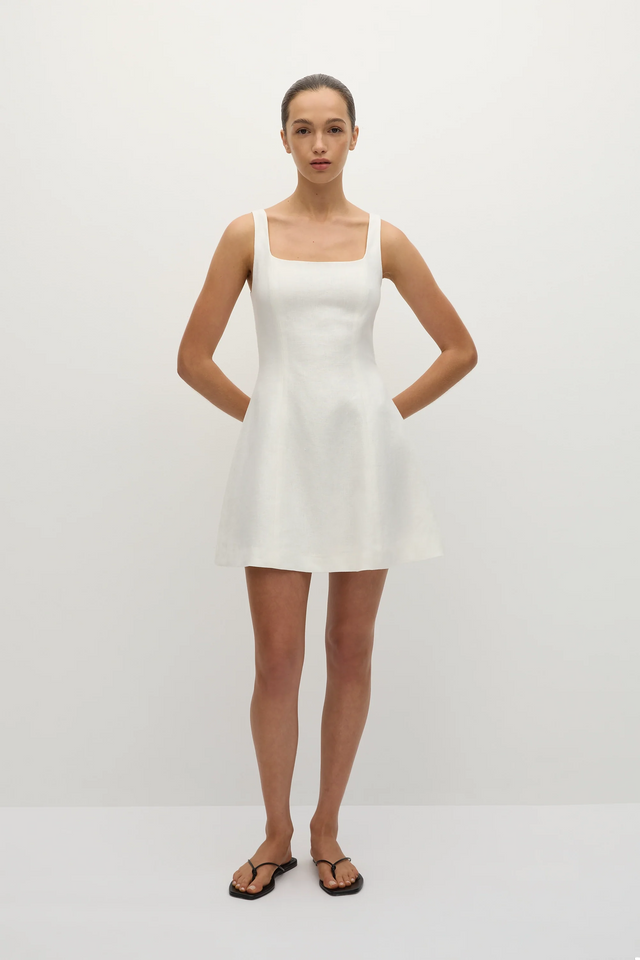faithfull white linen dress Faithfull Geriba Smocked Linen Midi Dress - Women - White Dresses