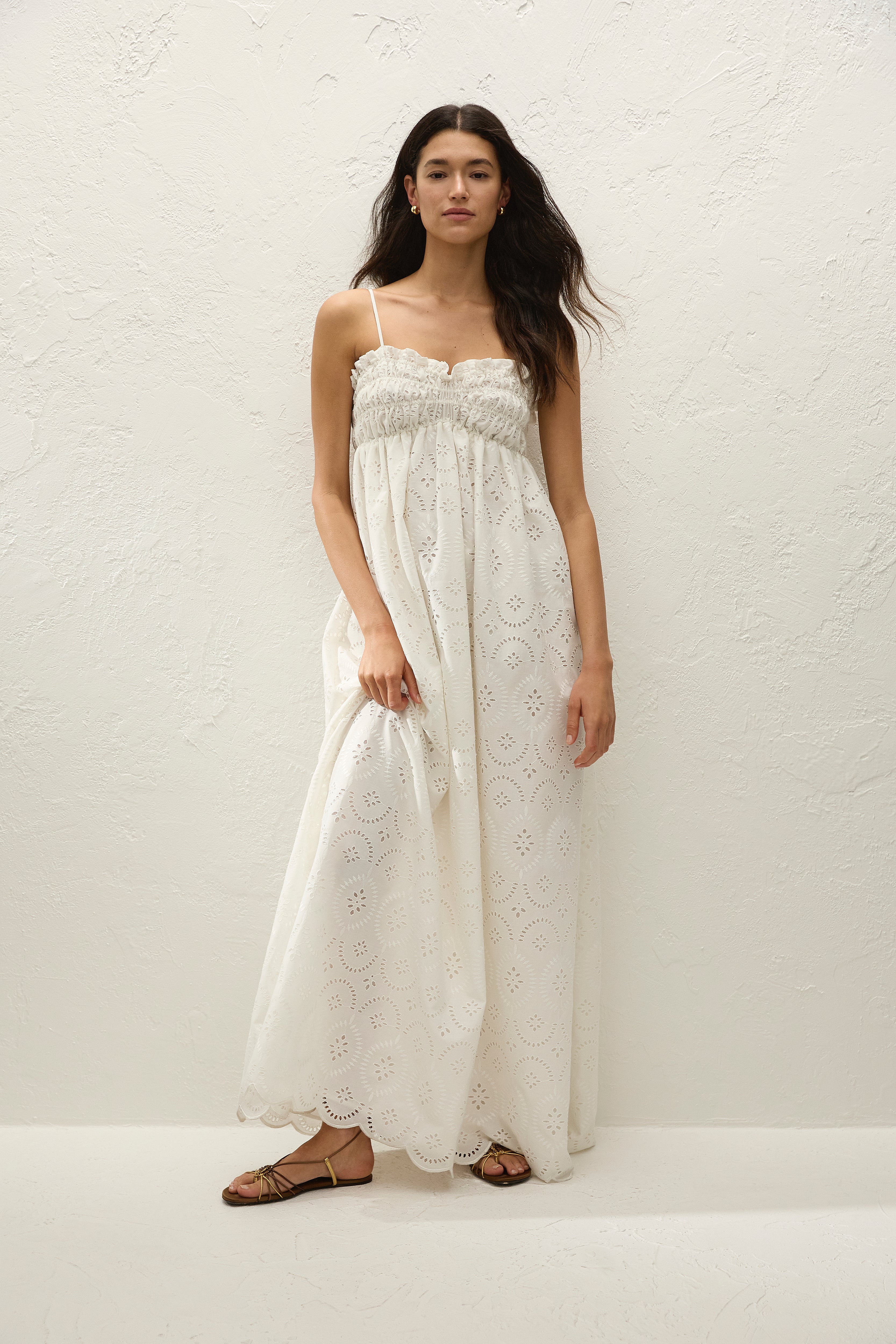 Etta Maxi Dress (Bianca Broderie White)
