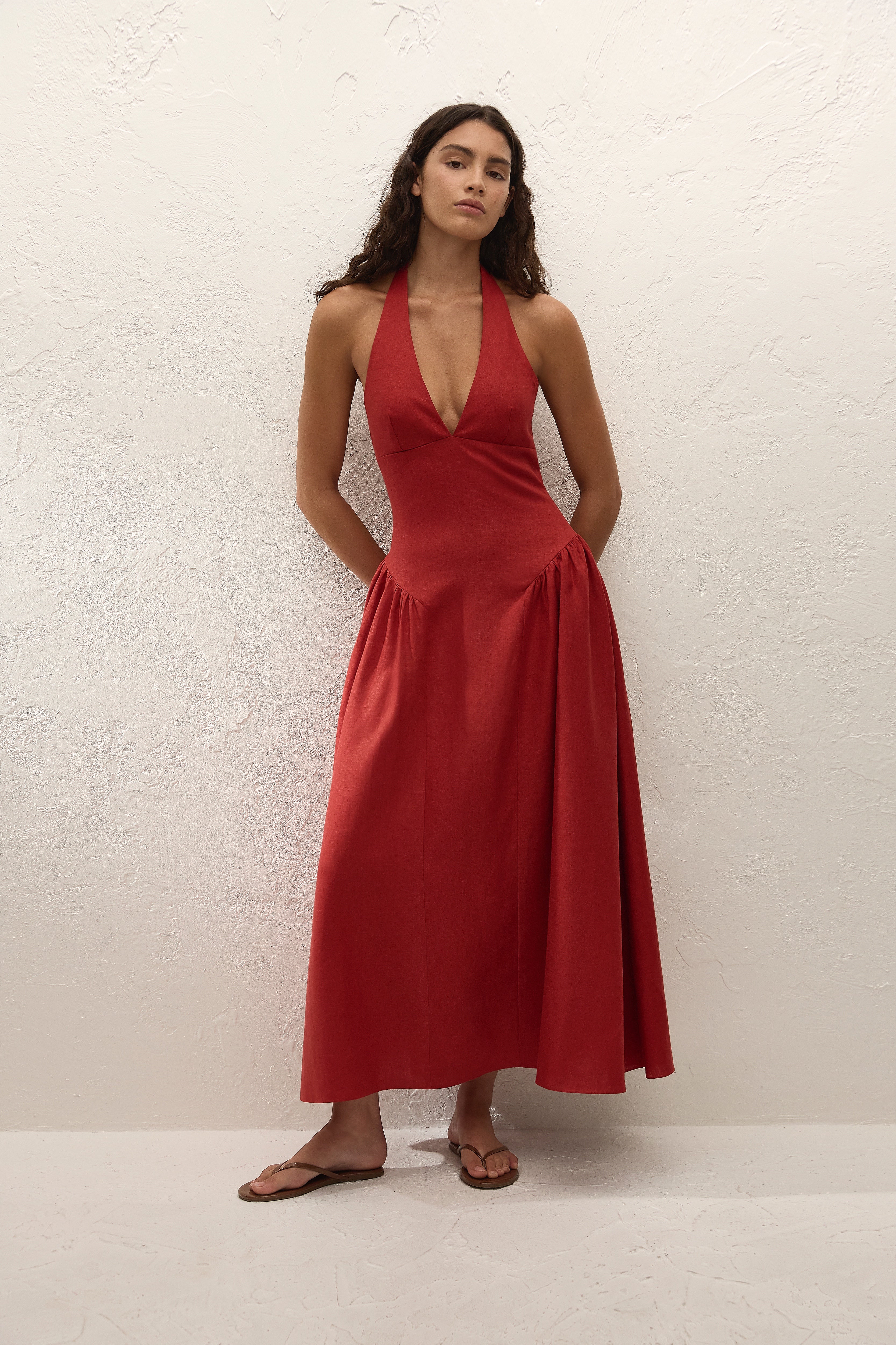 La Cala Midi Dress Chilli