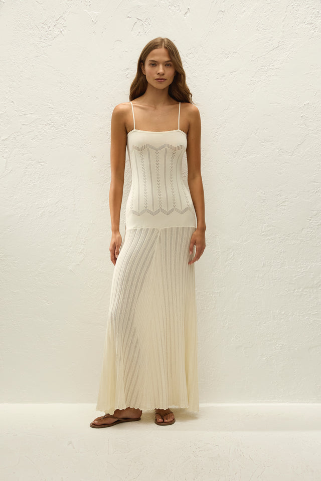 Irene Maxi Dress Maja Pointelle Vintage White