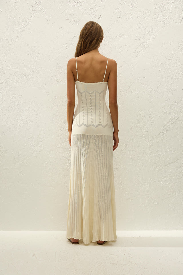 Irene Maxi Dress Maja Pointelle Vintage White