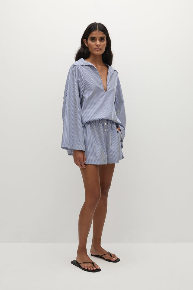 Lonia Shorts Helle Stripe Vintage Navy