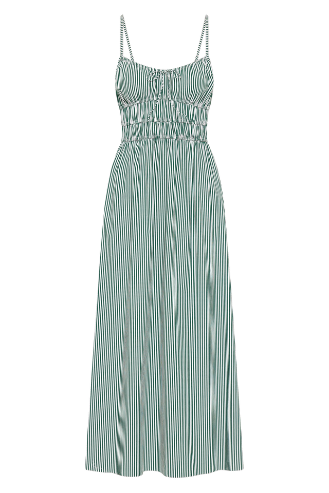 Marianne Midi Dress Green Stripe - Faithfull the Brand INT Marianne Midi Dress Green Stripe - Faithfull the Brand INT