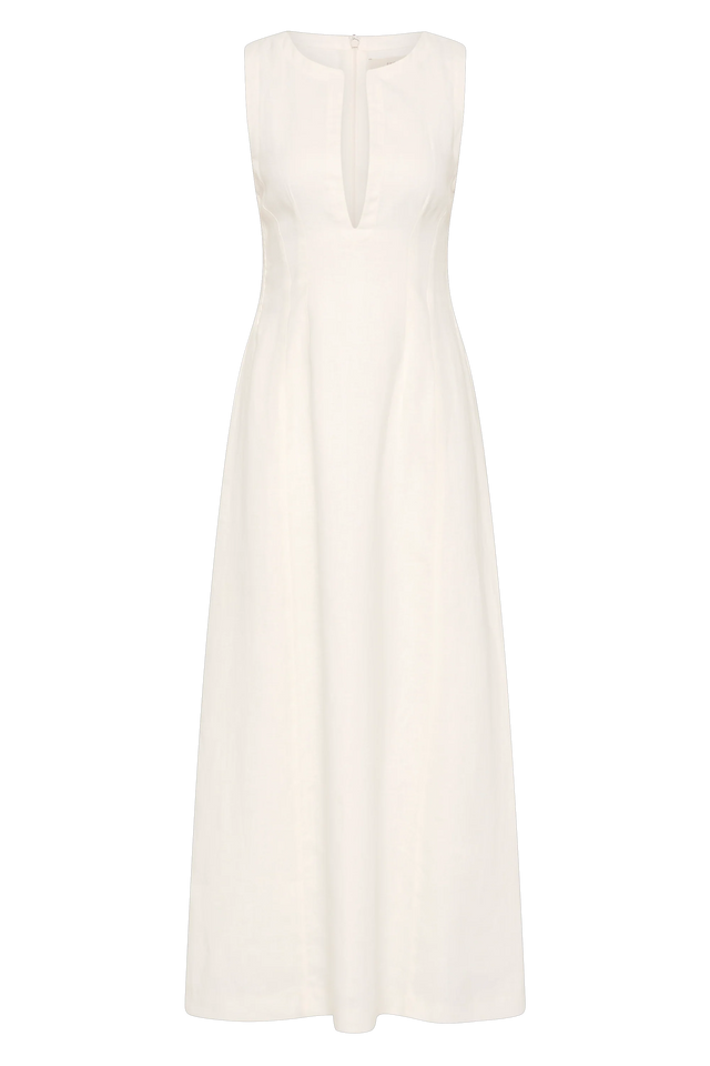faithfull the brand white linen dress Faithfull the Brand Linen Maurelle Dress Plain White