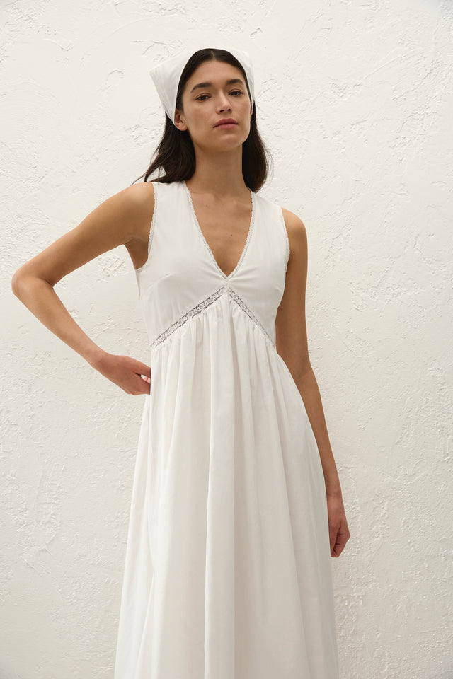 Fiora Midi Dress Fresco Lace White