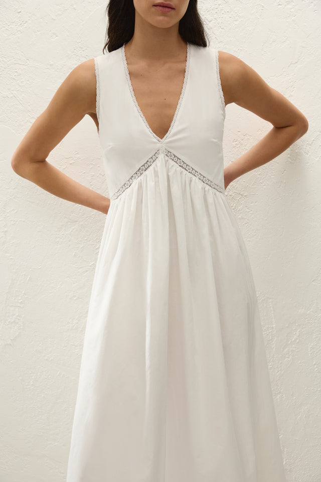 Fiora Midi Dress Fresco Lace White