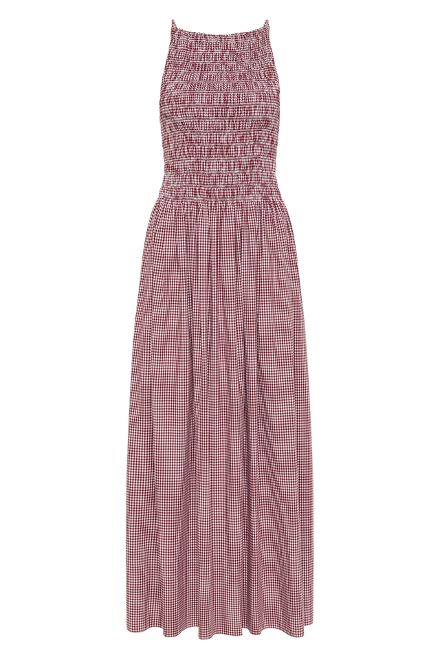 faithfull laia shirred gingham cotton maxi dress Laia Maxi Dress Sotto
