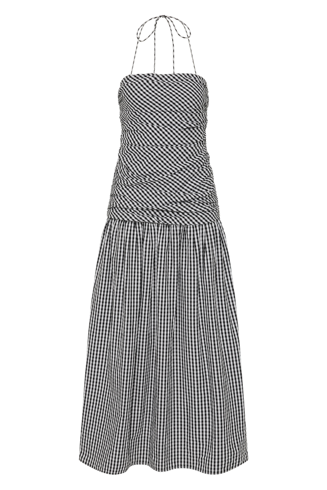 Vento Midi Dress Black Textured Gingham - Faithfull the Brand INT Vento Midi Dress Black Textured Gingham - Faithfull the Brand INT