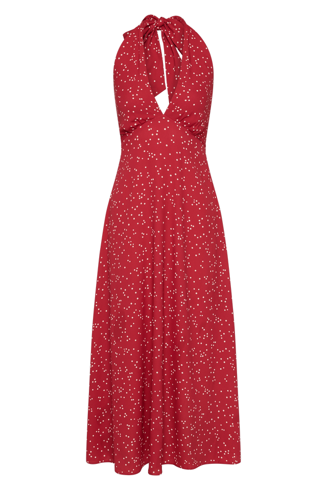 strapless open back dress Jennah Midi Dress Linnea Dot Rosso
