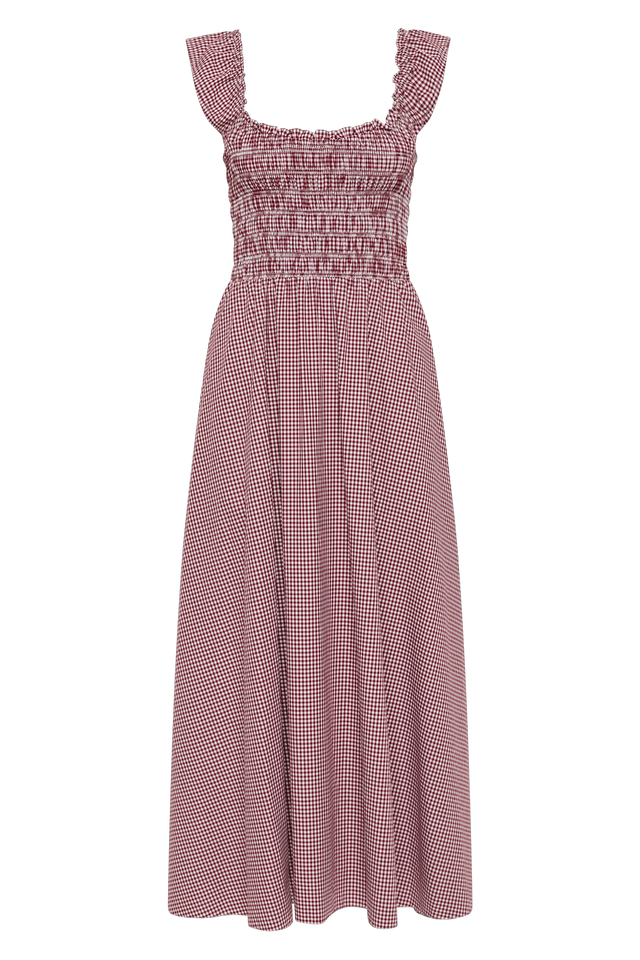 Eudora Midi Dress Gingham Deep Red - Faithfull the Brand INT Eudora Midi Dress Gingham Deep Red - Faithfull the Brand INT