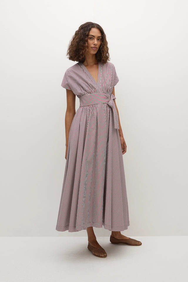 Lova Midi Dress Maia Stripe Burgundy