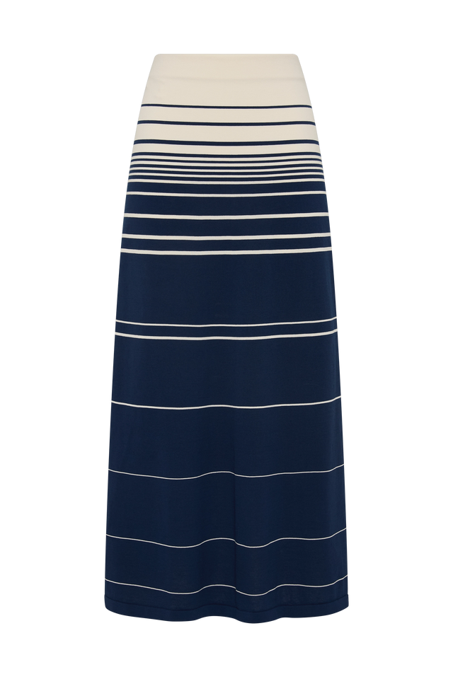 Casia Maxi Skirt Navy Cream Stripe