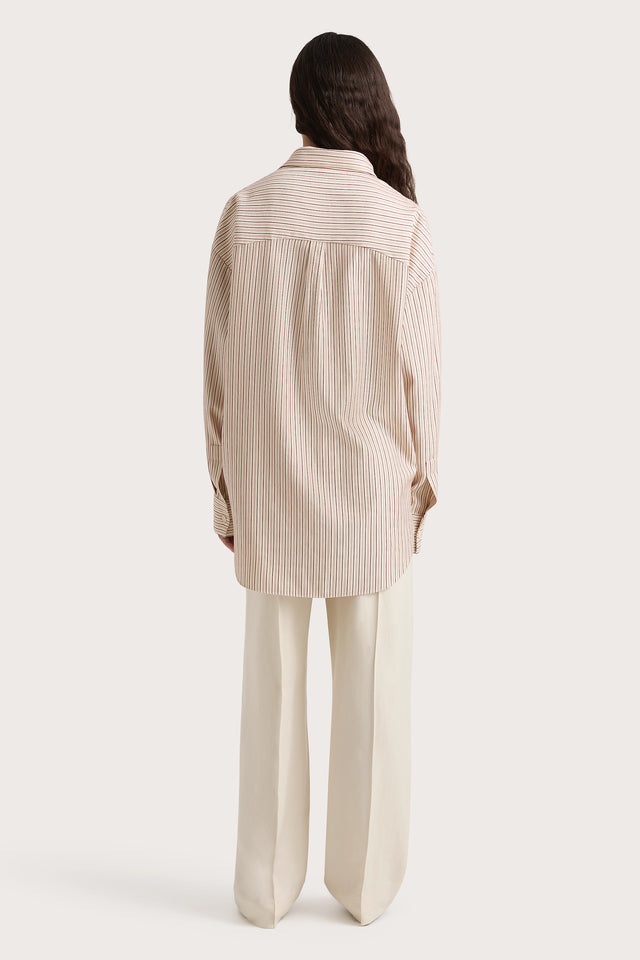 En Vau Shirt Pinstripe Garnet Blush