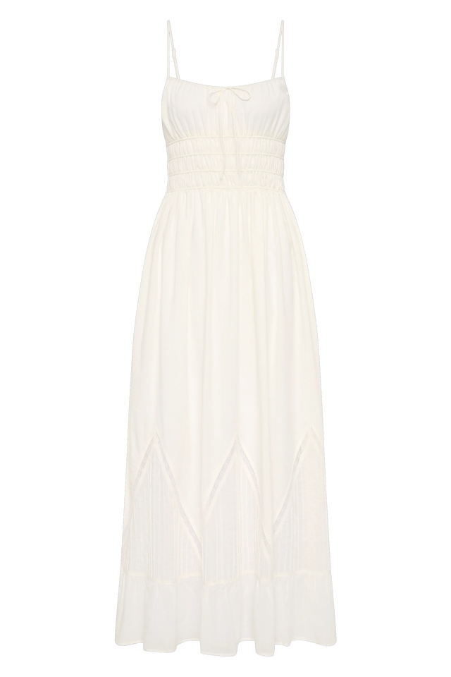 white maxi dress sale Matilde White Ruffle Detail Maxi Dress