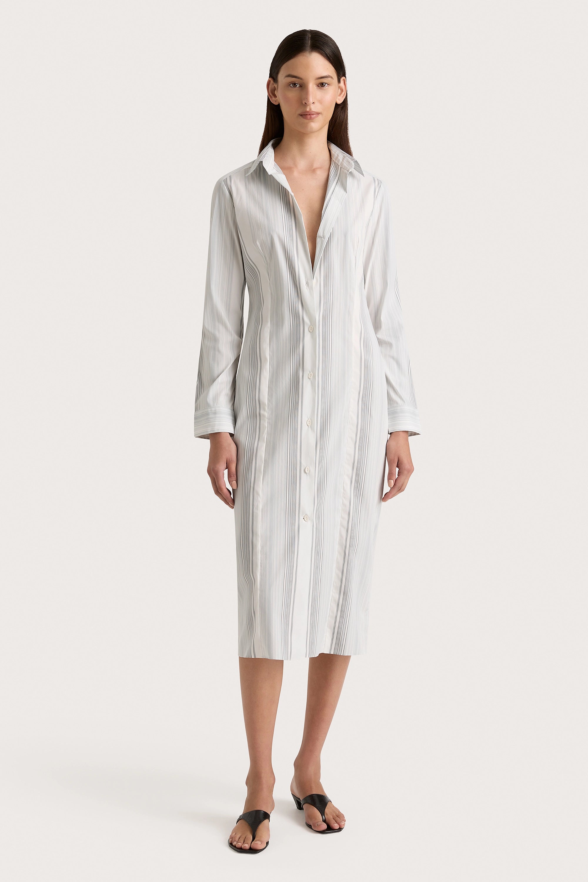 ワンピース FLUTED SHORT SLEEVE SHIRT DRESS Short Sleeve Midi Shirt Dress | Erdem.com – ERDEM