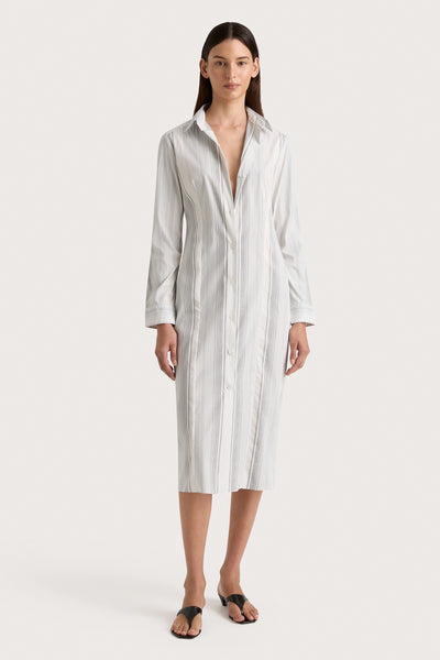 faithfull the brand shirt dress En Vau Shirt Dress Striped Soft Blue