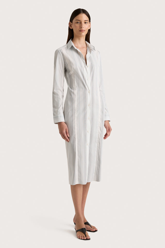 En Vau Shirt Dress Striped Soft Blue