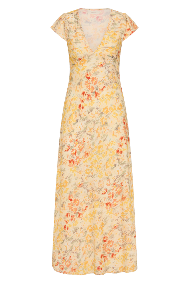Esson Midi Dress Adeline Floral Yellow - Faithfull the Brand INT Esson Midi Dress Adeline Floral Yellow - Faithfull the Brand INT