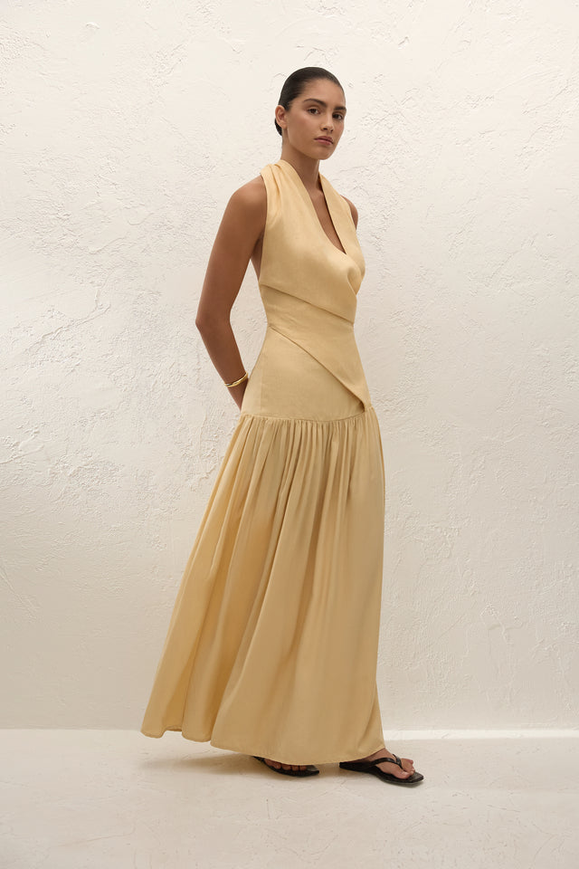 FAITHFULL Blanca Maxi Dress in Lemon
