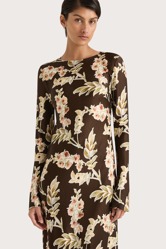 faithfull the brand long sleeve dress Notturna Maxi Dress Murano Amber