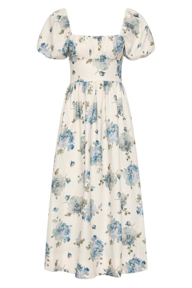 Dalia Midi Dress Cecile Floral Pale Blue