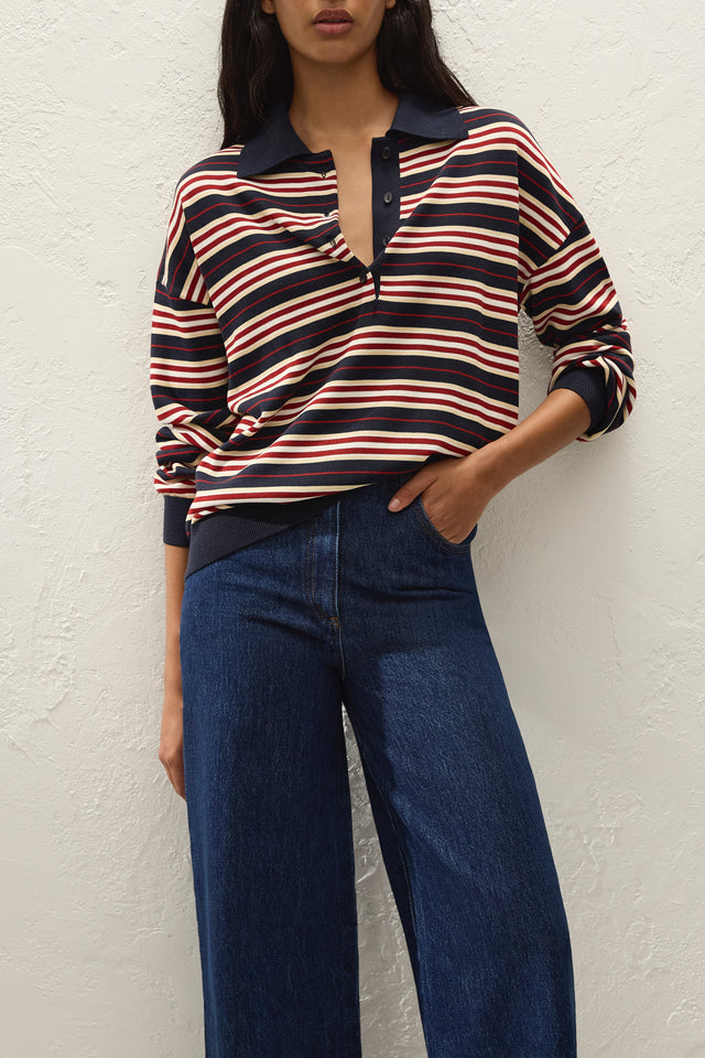 Harlow Oversized Polo Cila Stripe Navy